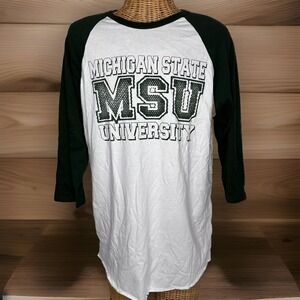 Michigan State University Spartans MSU- Blue 84 - 3/4 Sleeve Shirt Size Large